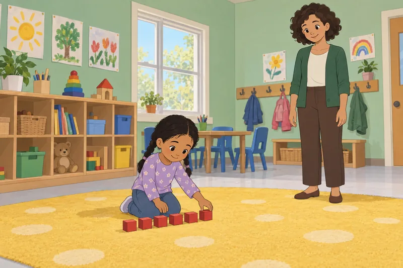 Kindergarten Quiz shows a child counting blocks.