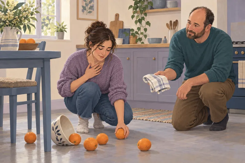 Kindness Test: she gathers spilled oranges