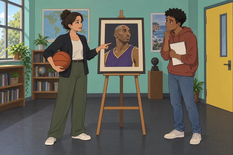 Kobe Bryant Quiz: a teacher studies basketball history.