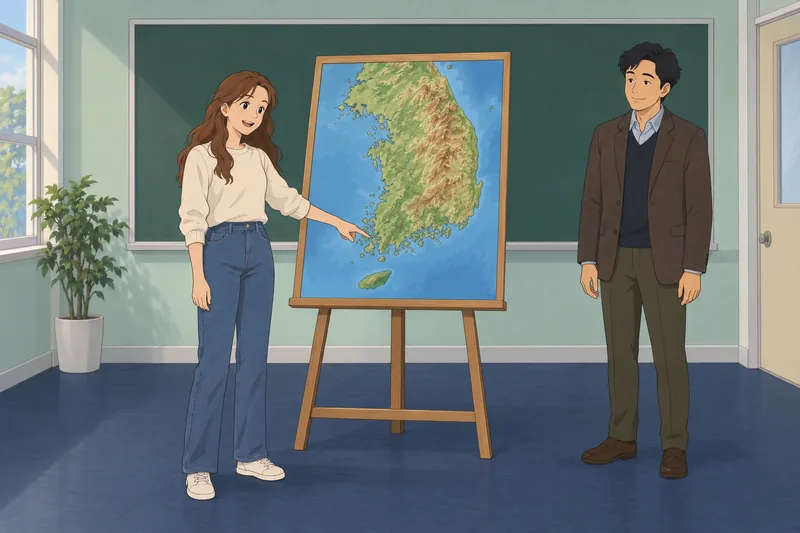 Este cuestionario sobre Corea muestra un aula.