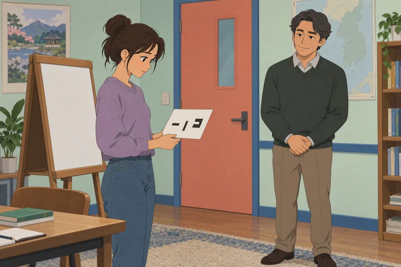 El cuestionario de coreano muestra sílabas.