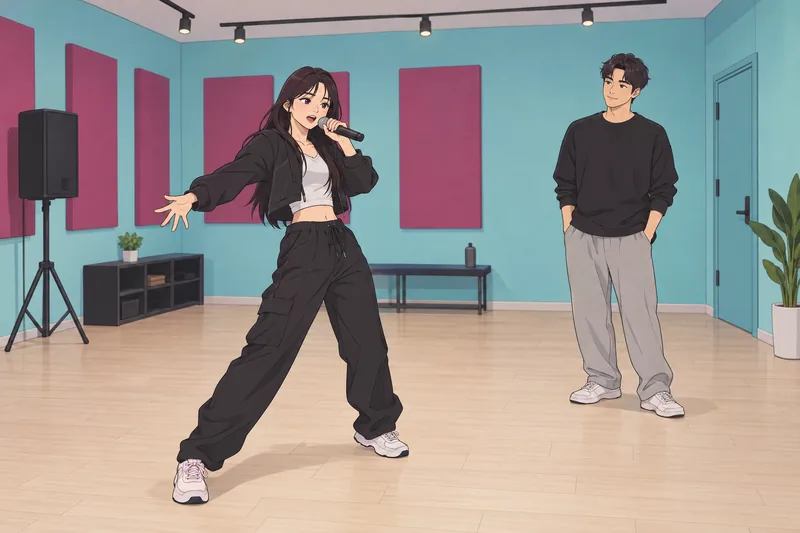 Kpop Bias Quiz shows a focused rehearsal.