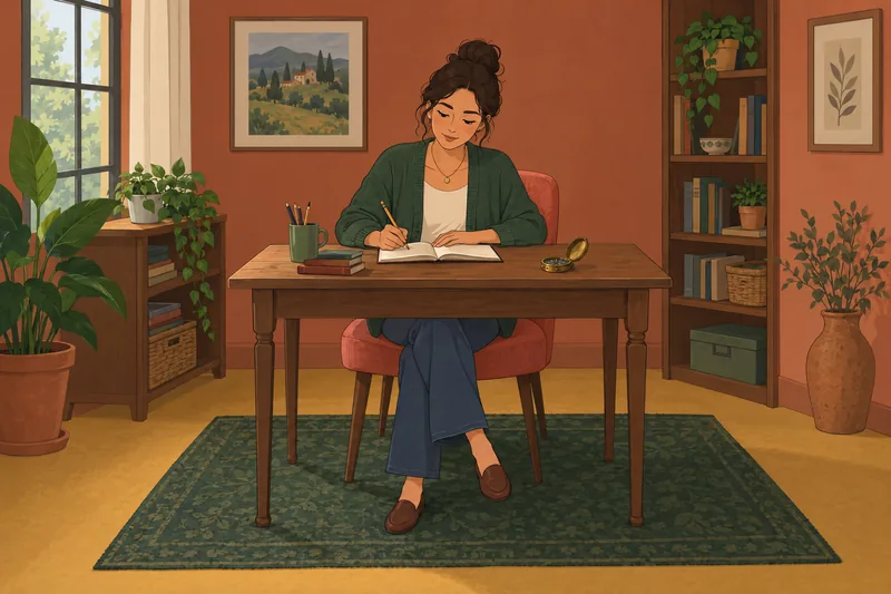 Existential Motivations Test: woman writes beside a compass.