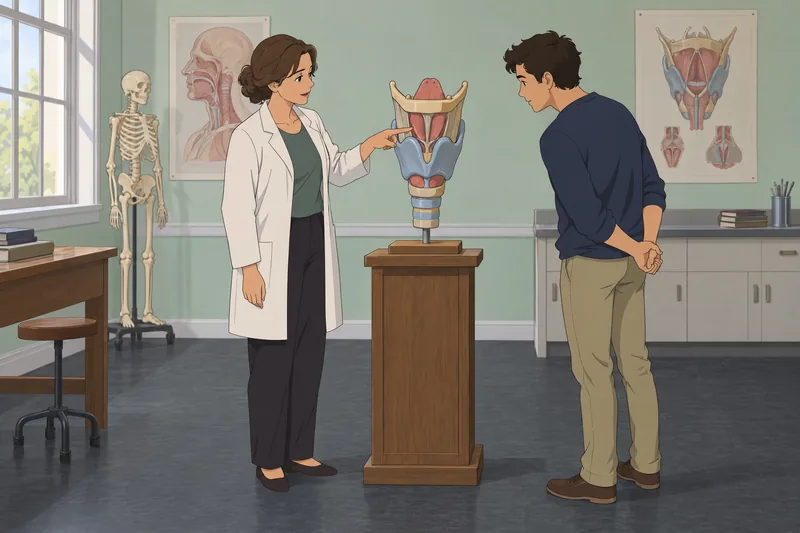 Larynx Anatomy Quiz shows a tutor studying cartilage.