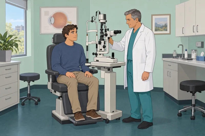 LASIK Candidate Quiz shows a slit-lamp examination.