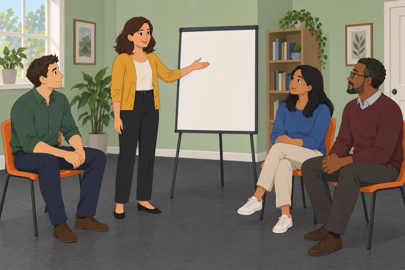 Leadership Ability Assessment shows a facilitator guiding colleagues.