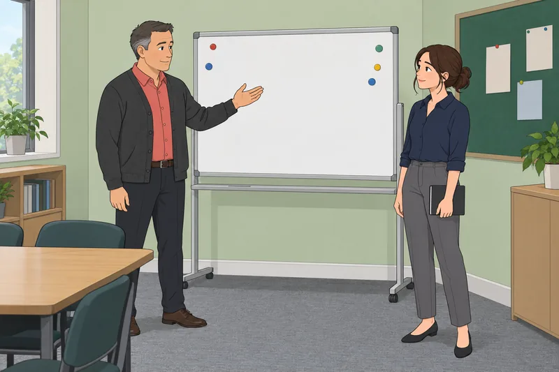 Leadership Assessment Test shows a manager sharing priorities.