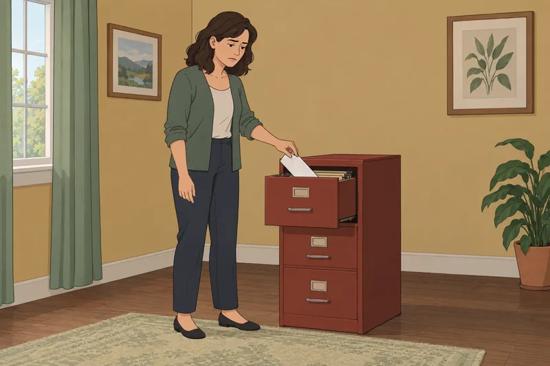 Social Frustration Level: worker reviews an envelope.