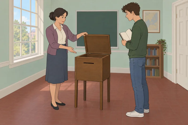Aquí, el cuestionario sobre libertarismo ocurre en clase.