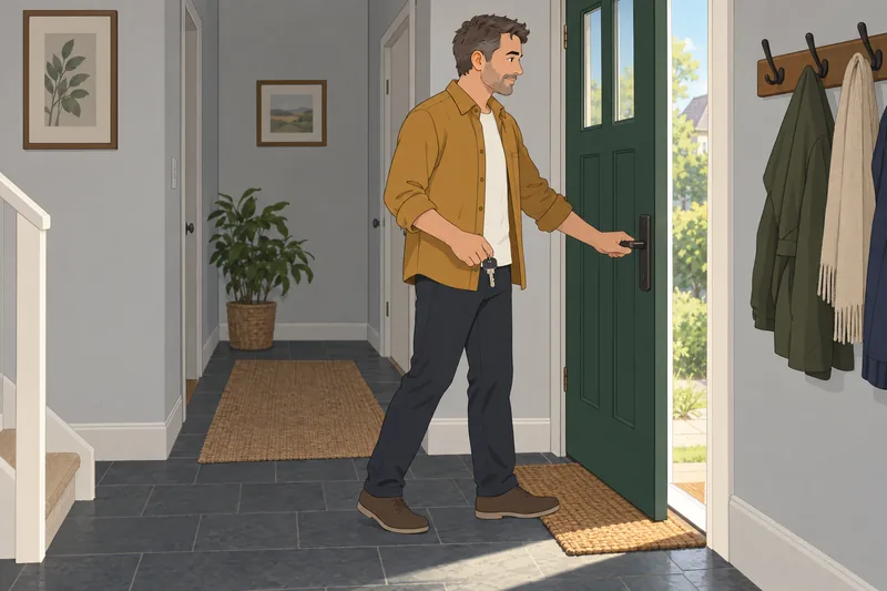 Life Satisfaction Quiz: man opens a hopeful doorway.