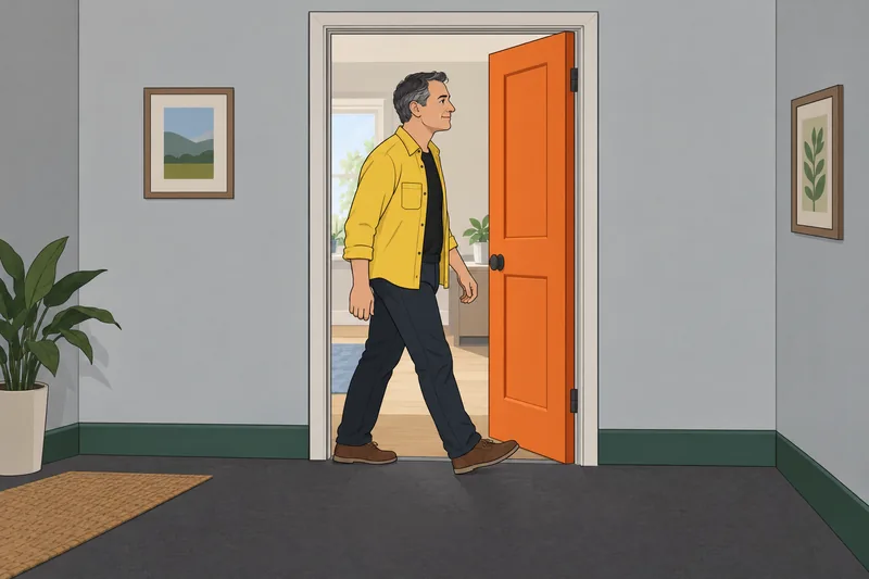 Life Position of: adult opens the painted door.