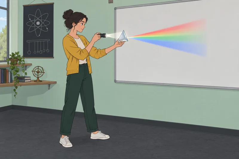 Light Quiz shows prism colors.