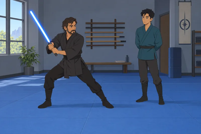Lightsaber Form Quiz shows a defensive demonstration.