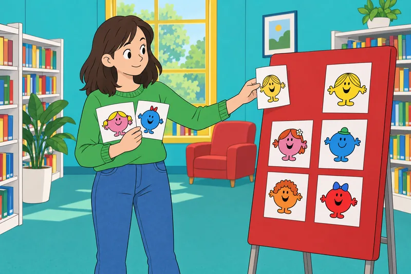 Little Miss Test shows library character cards.