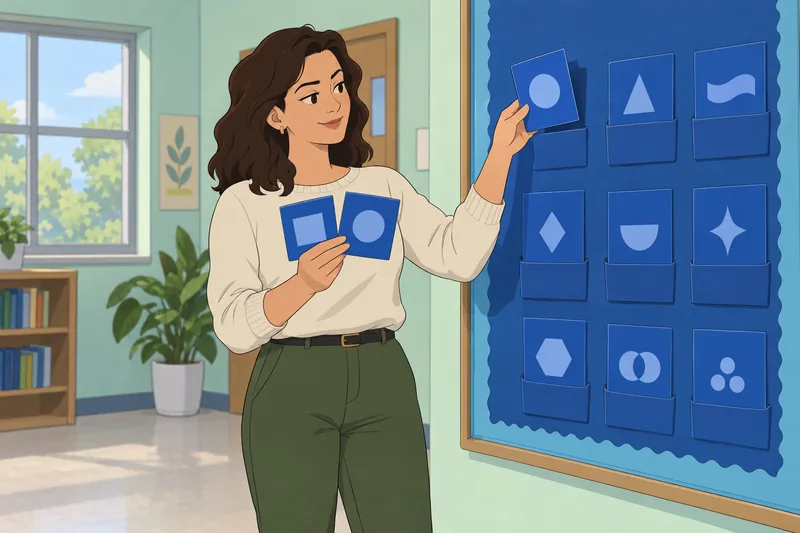 Quiz de logos muestra tarjetas azules.