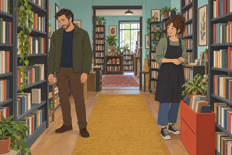 escalas de amor muestra parejas en una librería.