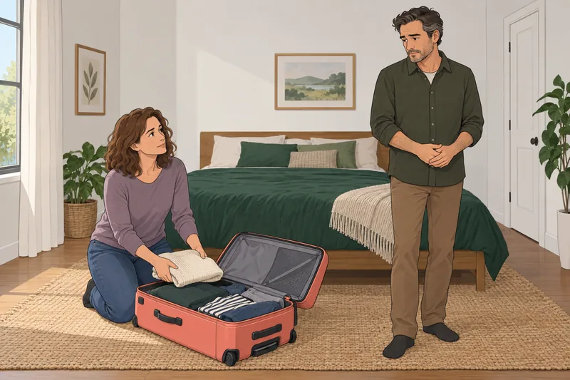 Love Test shows one partner packing near luggage.