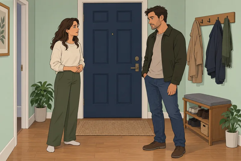 Love Test shows partners beside a closed door.