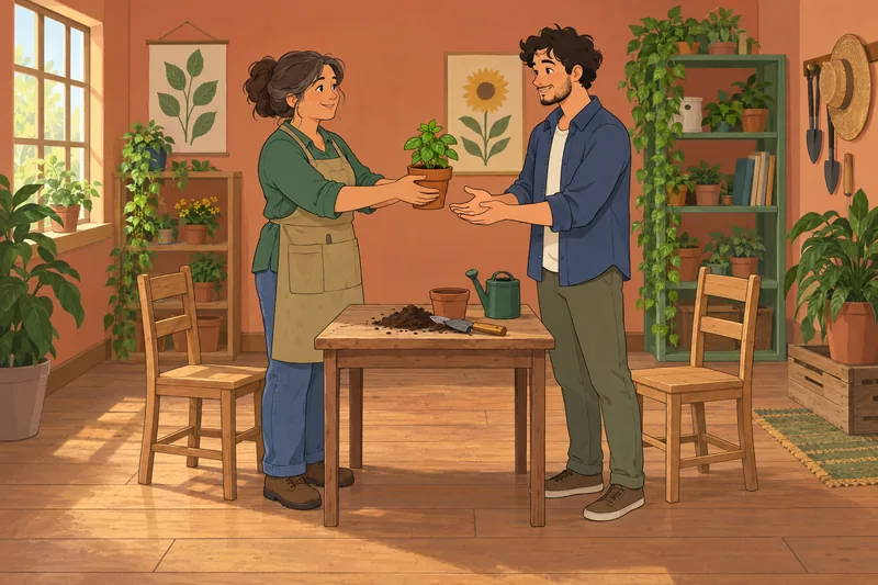 Loyola Generativity Scale shows a mentor sharing seedlings.