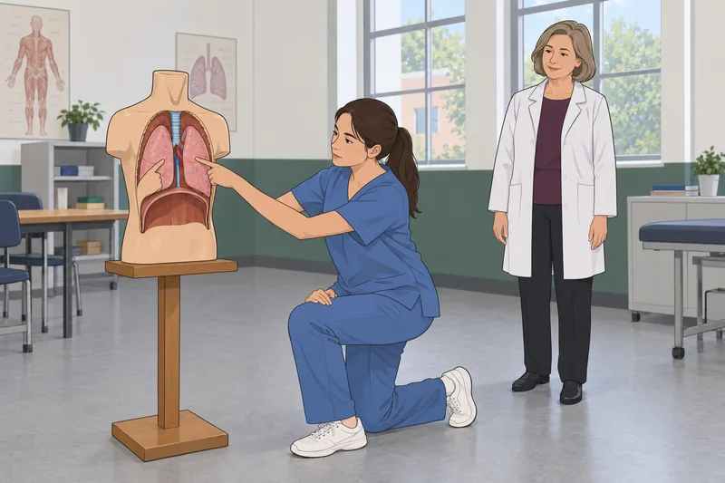 Lung Sounds Quiz shows a lung model.