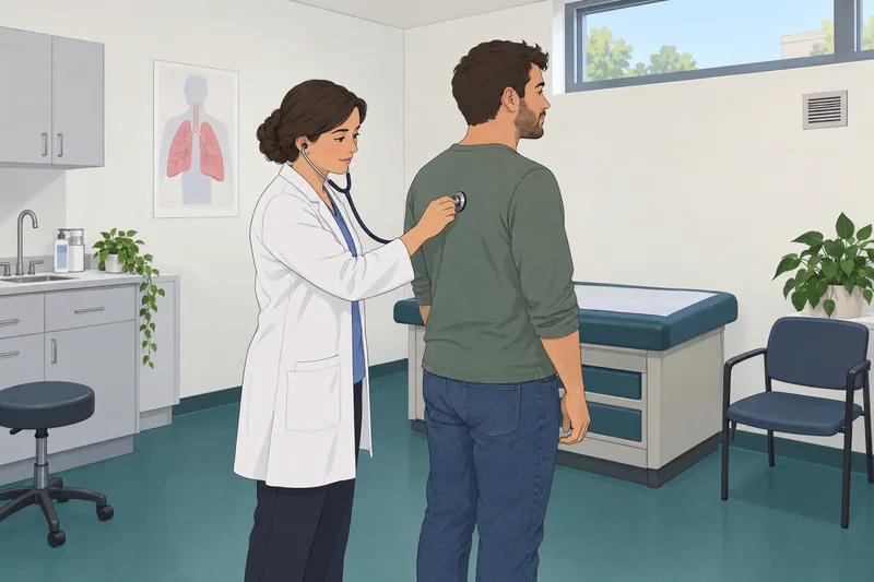 Lung Sounds Quiz shows a chest examination.