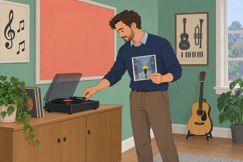 Lyrics Quiz shows a woman recognizing a record.