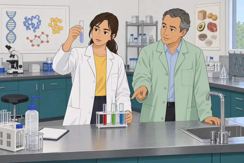 Macromolecules Quiz shows colored tubes in laboratory.