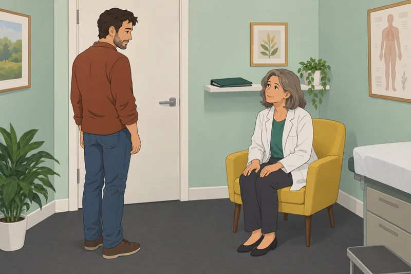 Male Sexual Formula shows a calm clinic consultation.