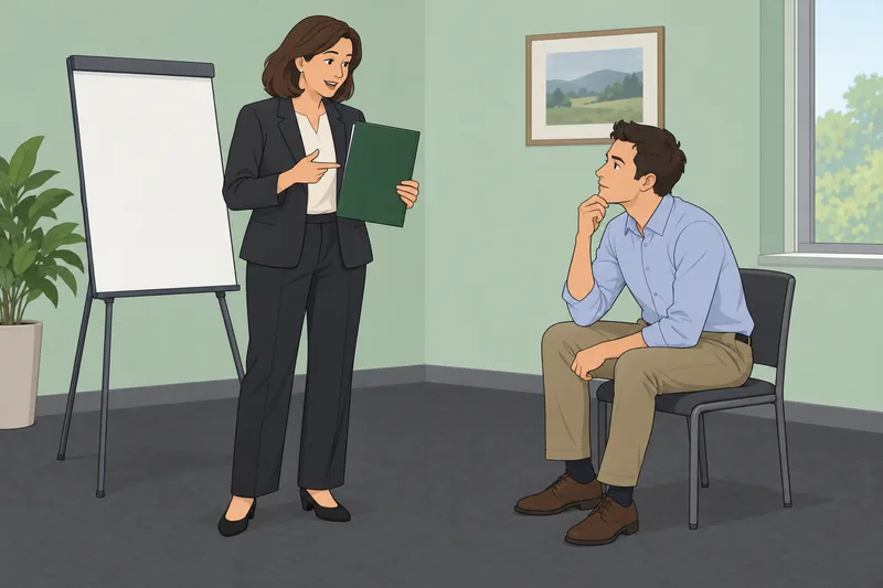 Manager and Individual shows attentive workplace listening.