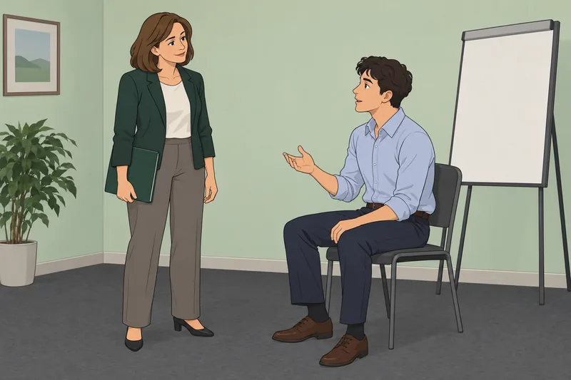 gerente y evaluación muestra escucha laboral atenta.