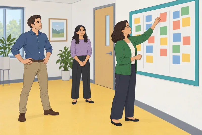 Manager Task Test presents a planning huddle.