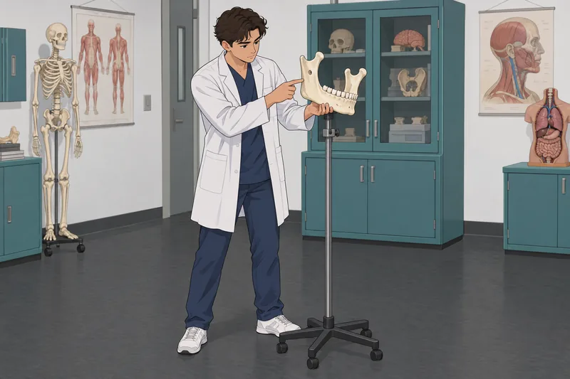 Mandible Anatomy Quiz shows a jaw model.