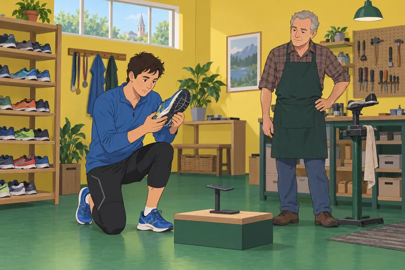 Marathon Quiz shows a runner inspecting footwear.