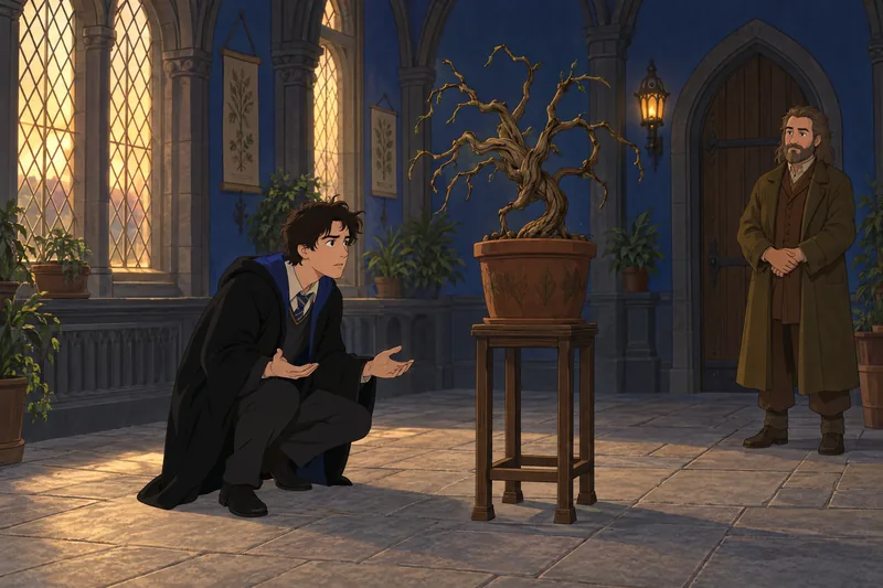 Marauders Quiz shows a student studying a willow.
