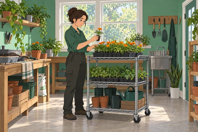 Marigolds Quiz shows a gardener choosing seedlings.