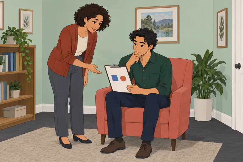 Marital Intelligence Scale shows a quiet clinic conversation.