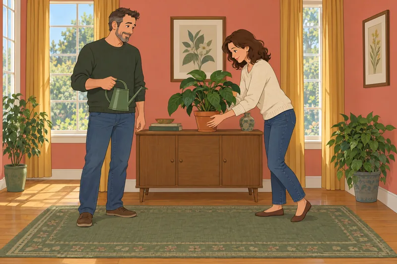 Marriage Test shows partners tending a houseplant.