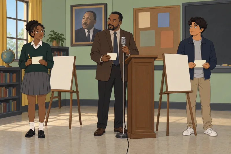 Martin Luther King history quiz in a classroom.