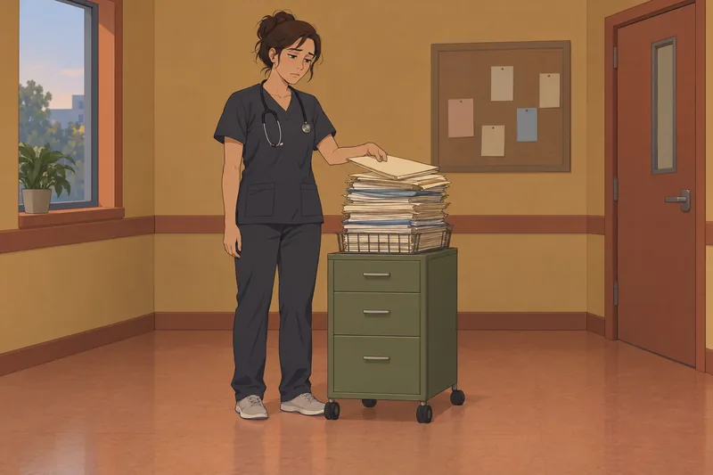 Maslach Burnout Inventory shows a weary nurse.