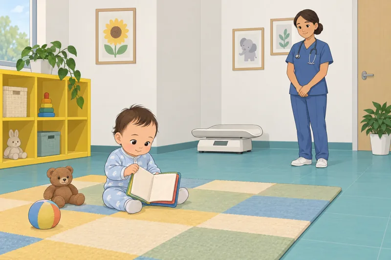 Cuestionario sobre promoción junto a báscula neonatal.