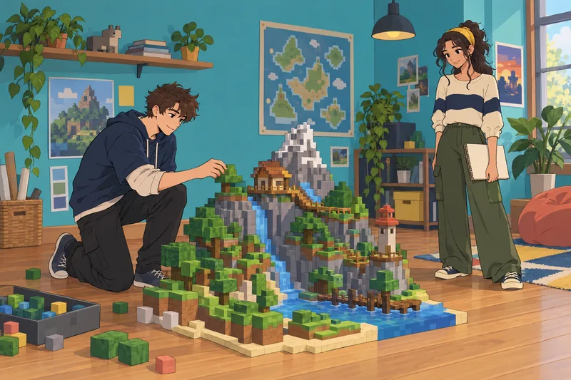 MCYT Boyfriend Quiz shows a creator building blocks.