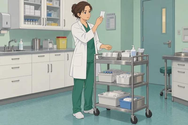 Medication Administration Quiz in a clinic medication room.