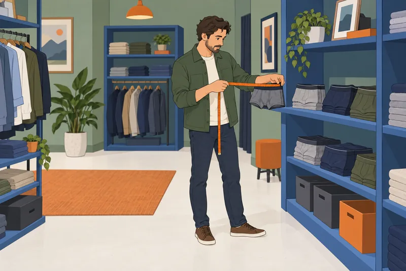 Men Wearing Panties: fit choices in a shop.