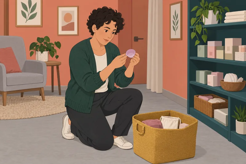 Menstrual Cup Quiz: shopper checks a disc.