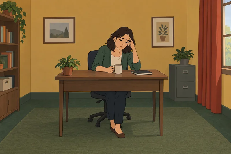 Mental Burnout Questionnaire shows an exhausted office worker.
