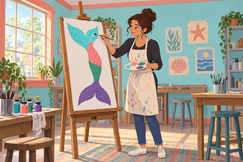 Mermaid Tail Color appears on an easel.
