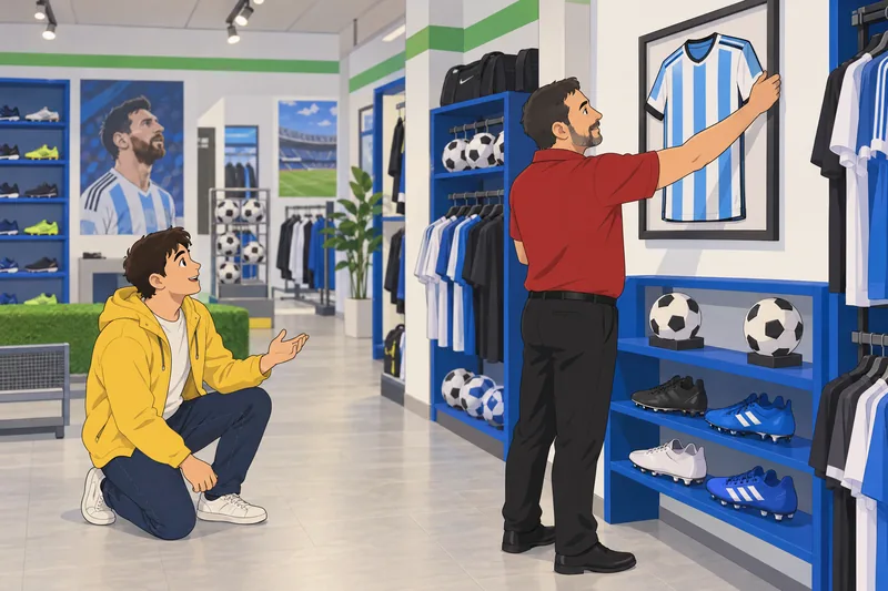 Messi Quiz shows a jersey inside a shop.