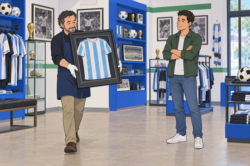 Quiz sobre Messi muestra una camiseta en tienda.