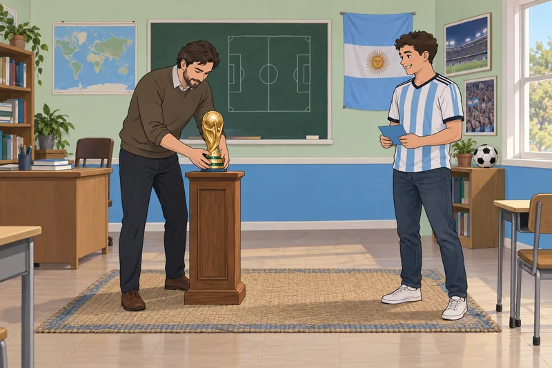 Quiz sobre Messi muestra colores argentinos en clase.