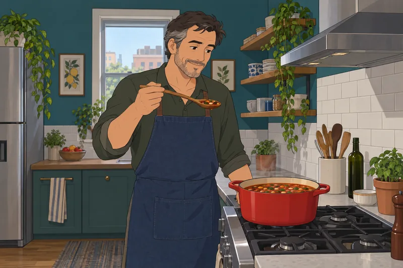 Quiz de tipo muestra al cocinero removiendo sopa.